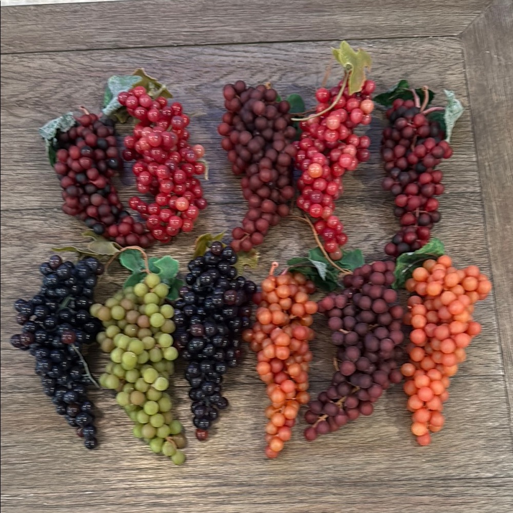 Vintage Artificial Grape Clusters Bundle - 11 Pieces Multicolors